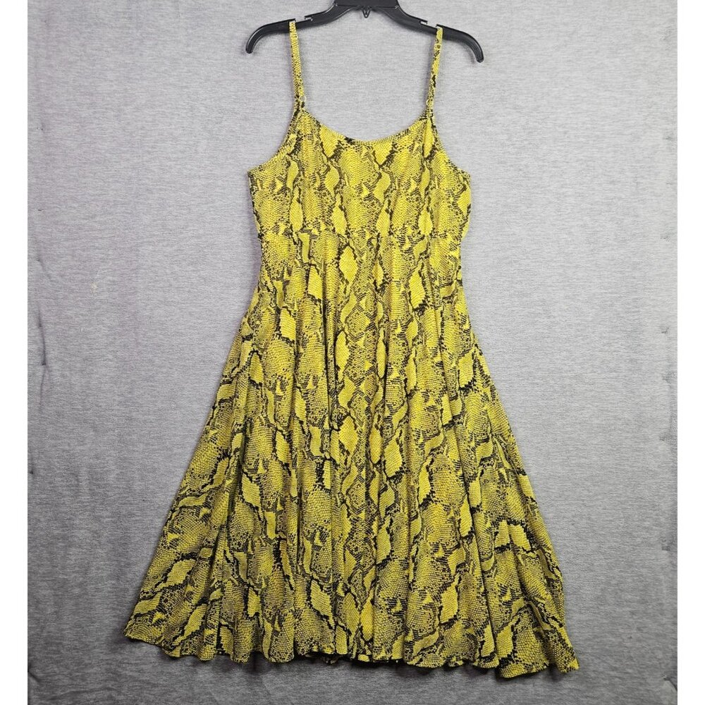 Torrid Tellow Snake Printed Midi Chiffon Pleated Dress Size 0 NWOT - Picture 1 of 9